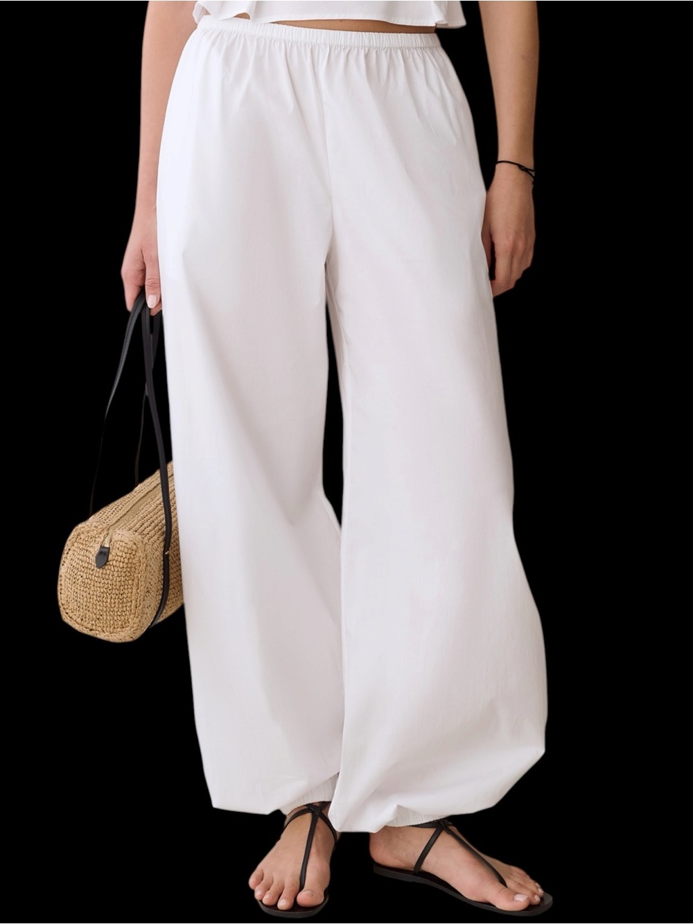 Few Moda Caara Lee Cotton Pant Elastic Waist & Cuff Lightweight Easy Style NWT